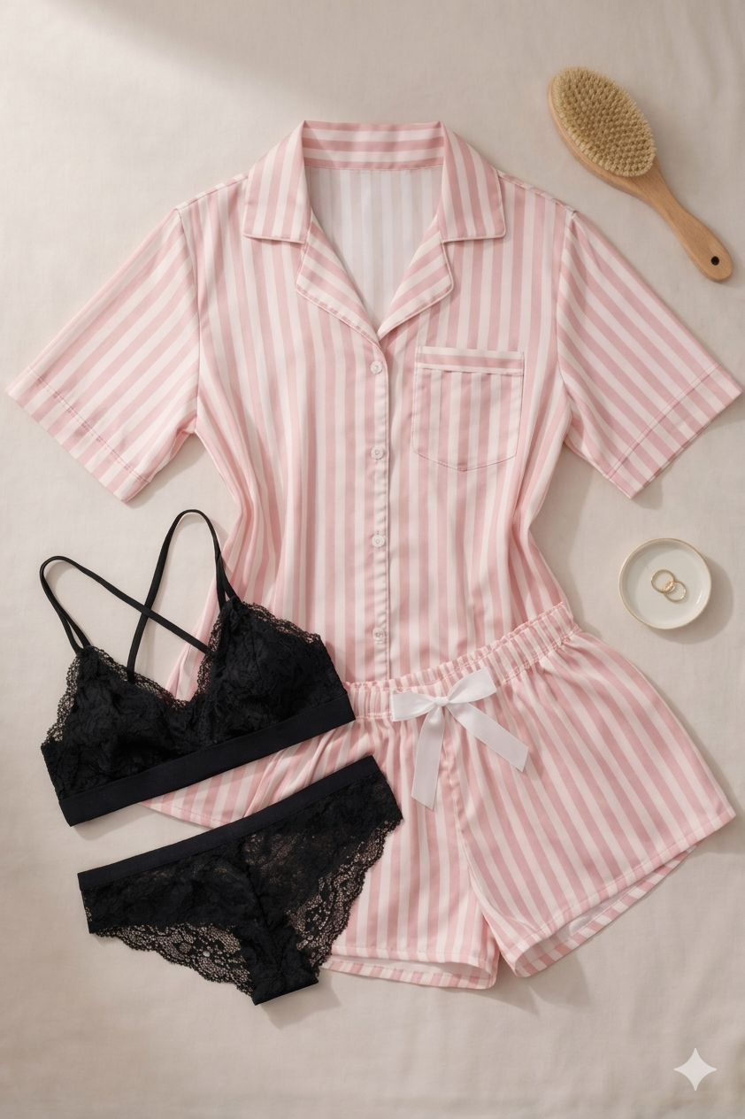 Satin Lace 4-Piece Set