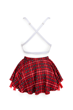 Lace-Trim Babydoll with Bow & Plaid Skirt