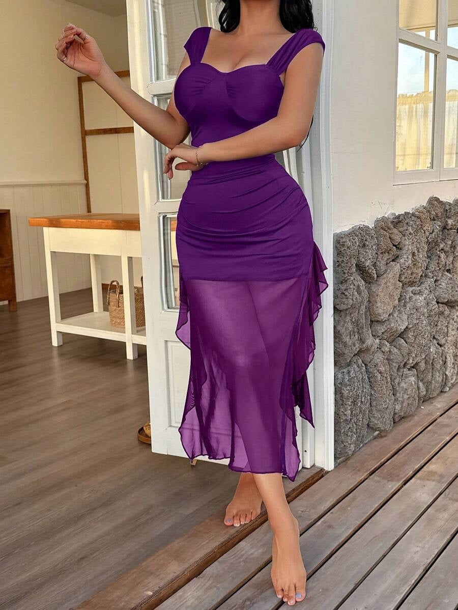 Sheer Hem Bodycon Dress