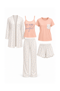 5-Piece Pajama (2Tops, Shorts & Pants & Robe)