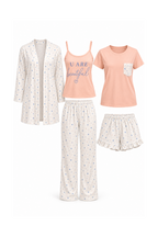 5-Piece Pajama (2Tops, Shorts & Pants & Robe)