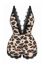 Tiger Print Baby Doll with Lace