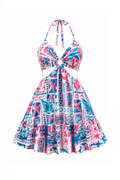 Colorful Dress with Double Side Slits & Back Tie