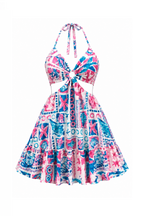 Colorful Dress with Double Side Slits & Back Tie