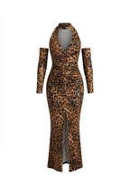 Tiger Print Dress with Open Neckline