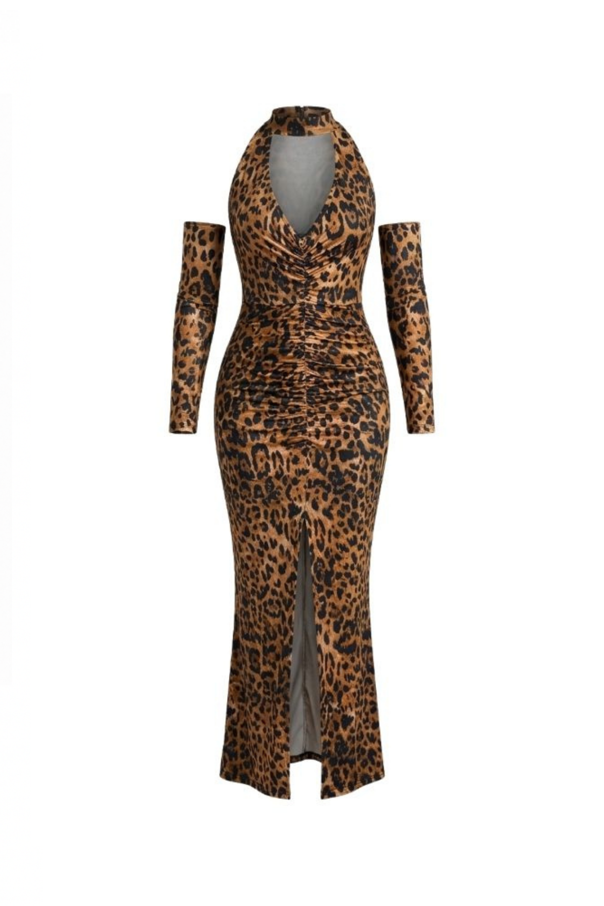 Tiger Print Dress with Open Neckline