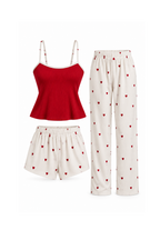 3-Piece Pajama Set (Top + Shorts + Pants)