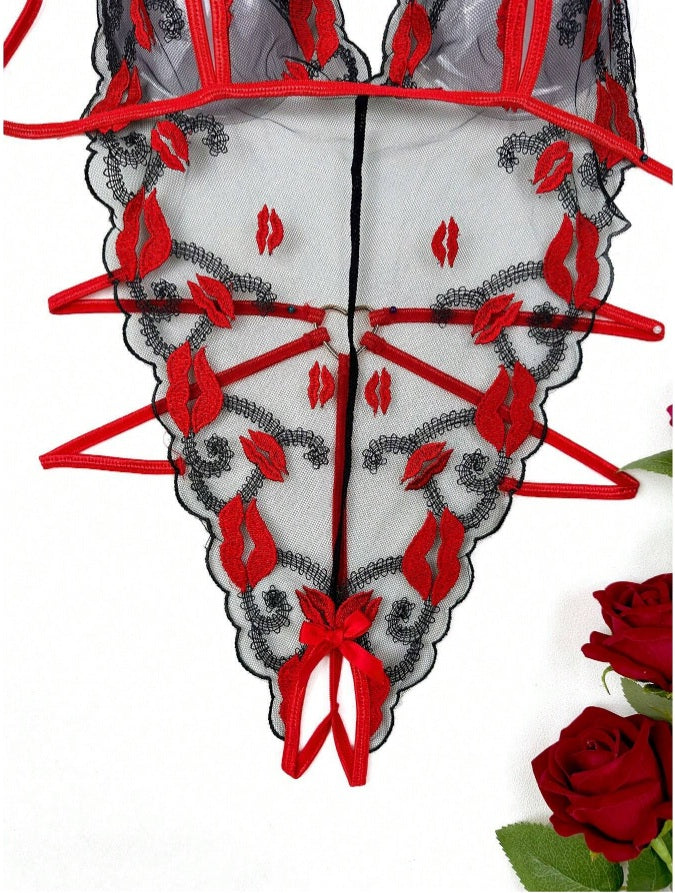 Embroidered Lace Bodysuit