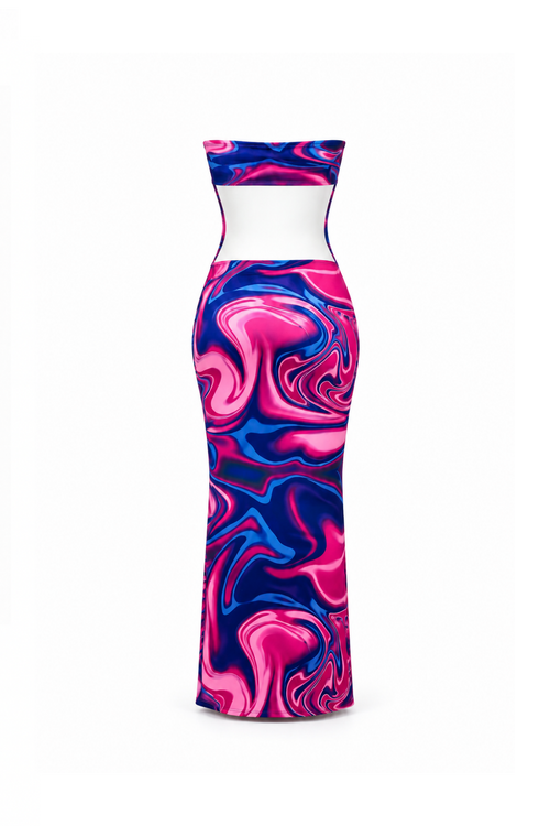 Colorful Side-Slit Dress