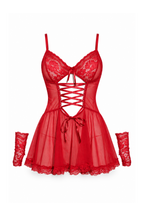 Laila BabyDoll with Sheer Shawl & Gloves