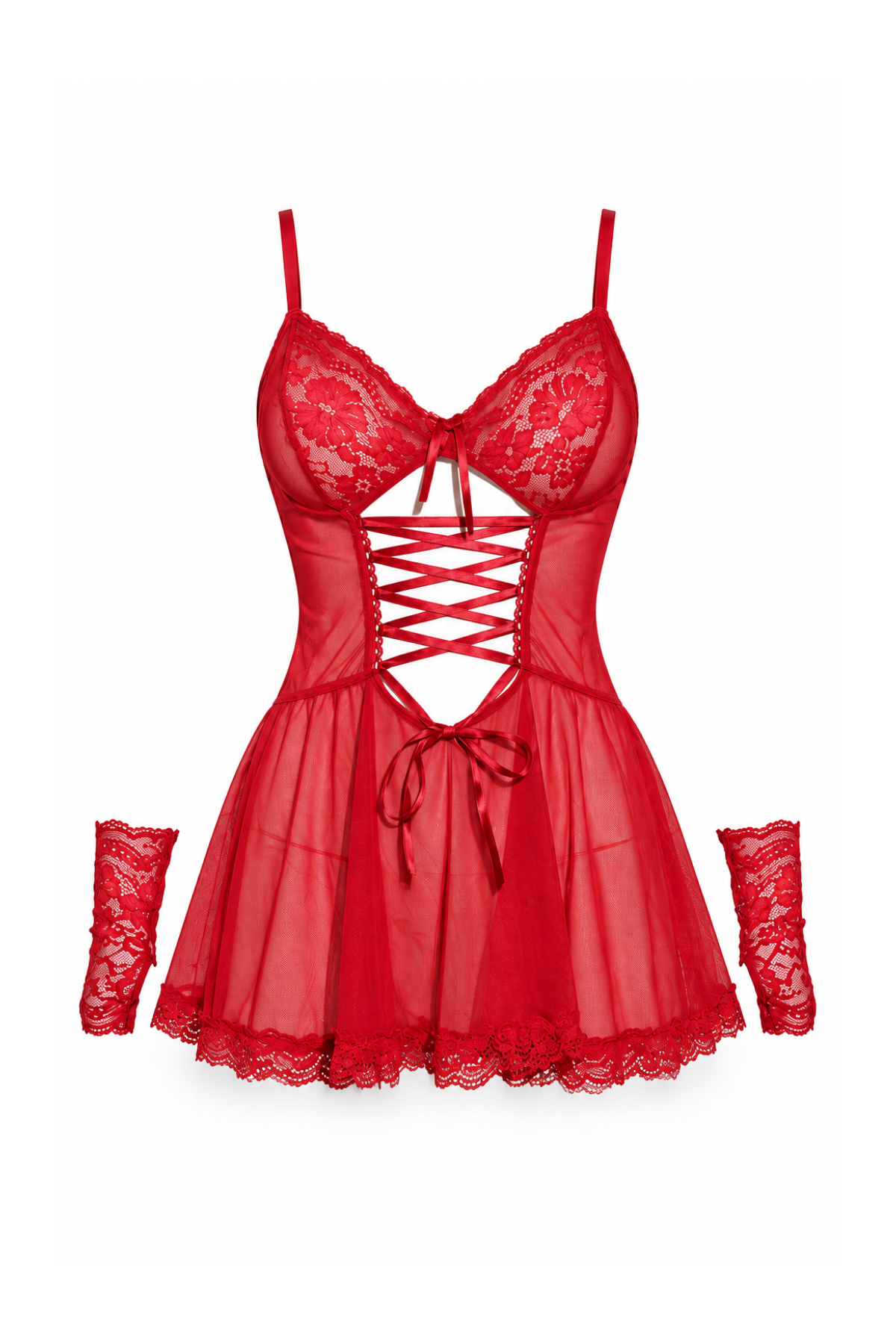 Laila BabyDoll with Sheer Shawl & Gloves