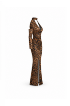 Tiger Print Dress with Open Neckline