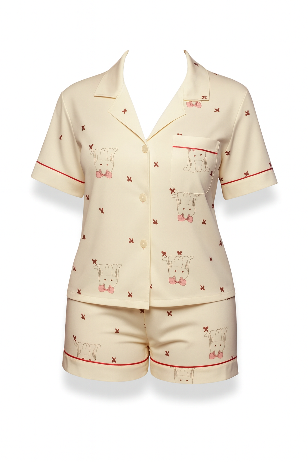 Satin Pajama Shirt & Shorts