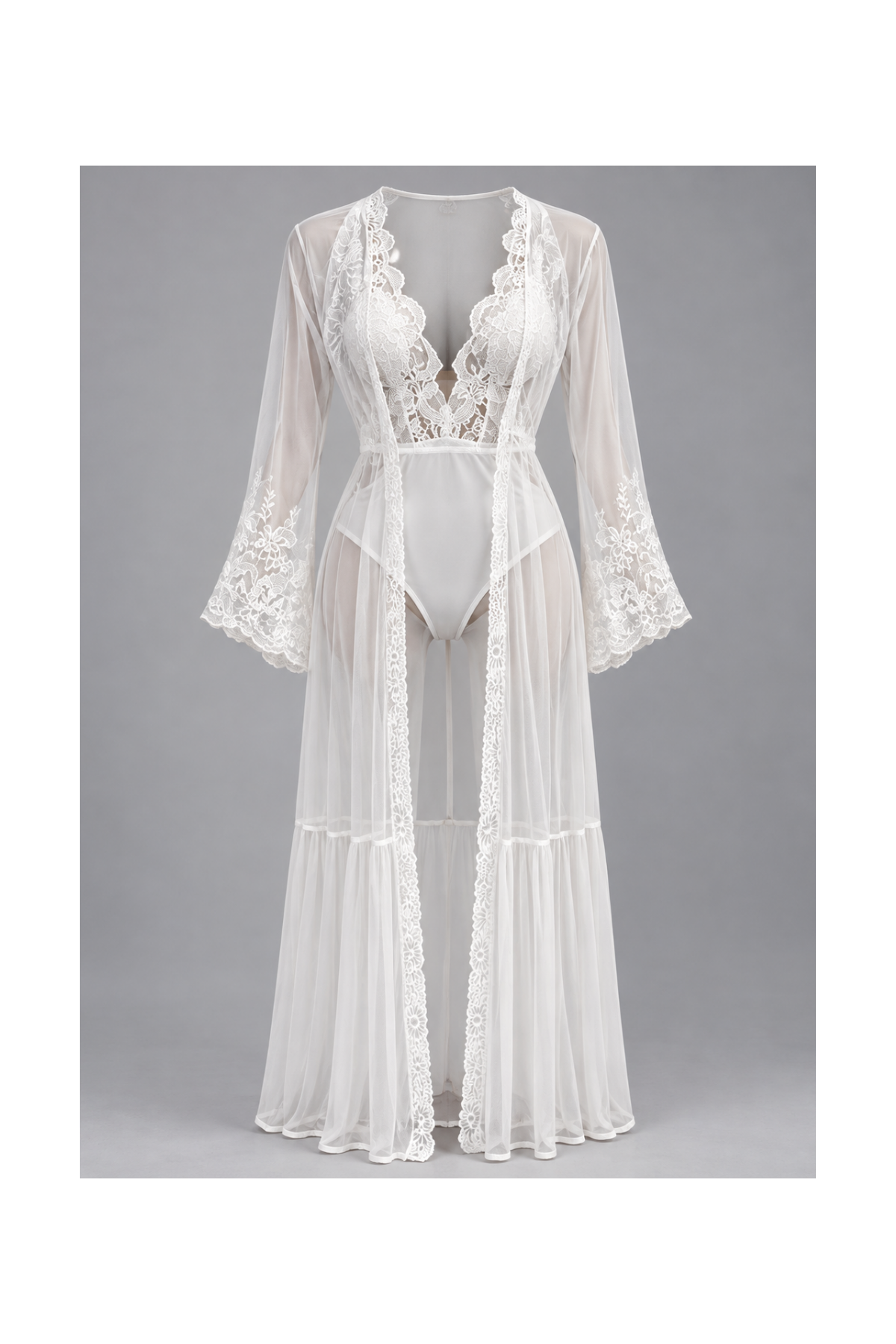 Bodysuit with Long Sheer Robe