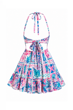 Colorful Dress with Double Side Slits & Back Tie