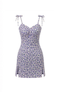 Floral Dress with Tie Straps & Side Slits