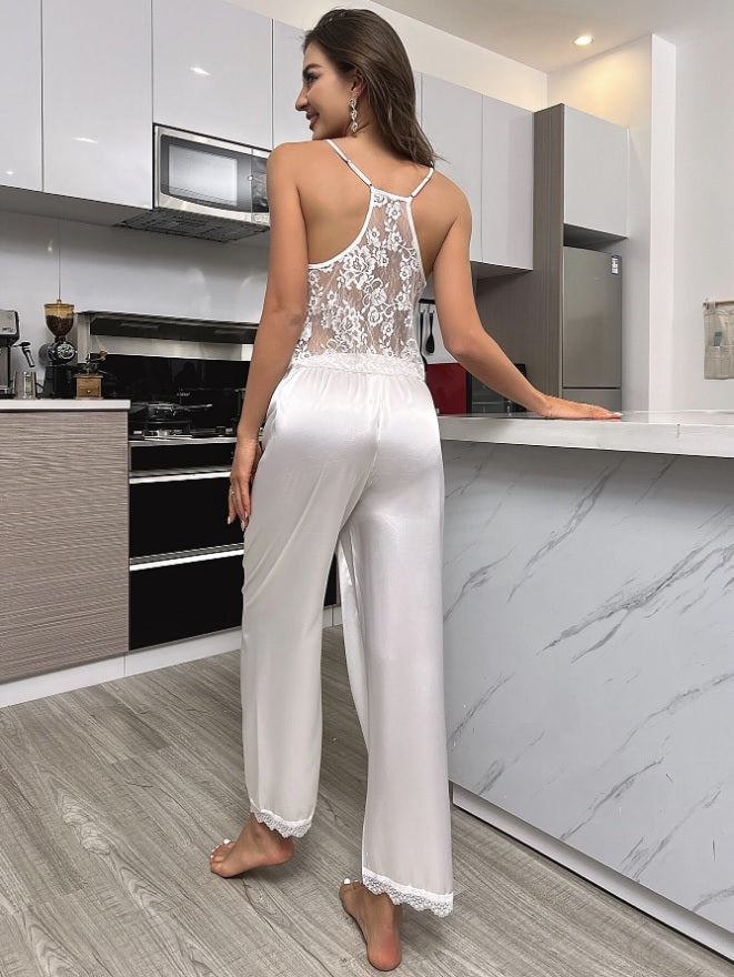 Satin Pajama Lace Back