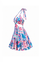 Colorful Dress with Double Side Slits & Back Tie