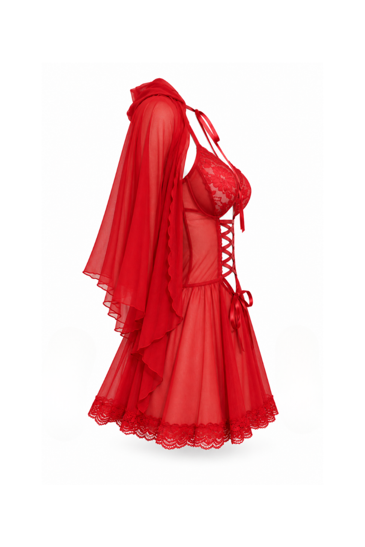 Laila BabyDoll with Sheer Shawl & Gloves