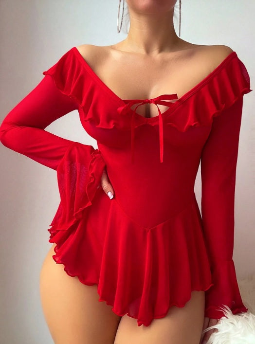 لانجيري قصير بكم شفاف