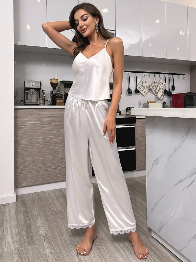 Satin Pajama Lace Back