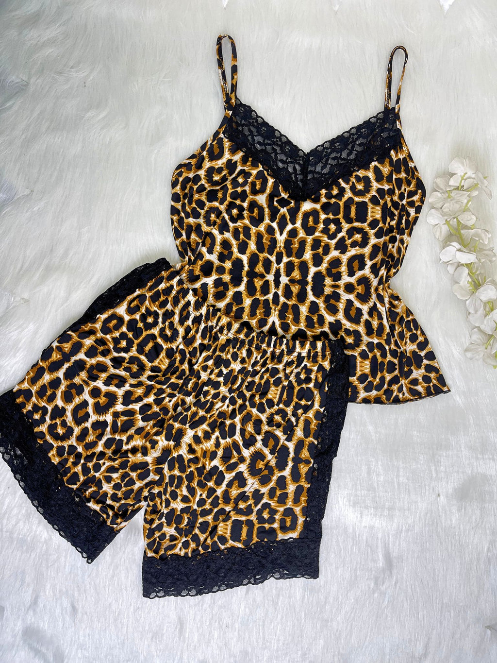 Lace Trim Leopard PJ