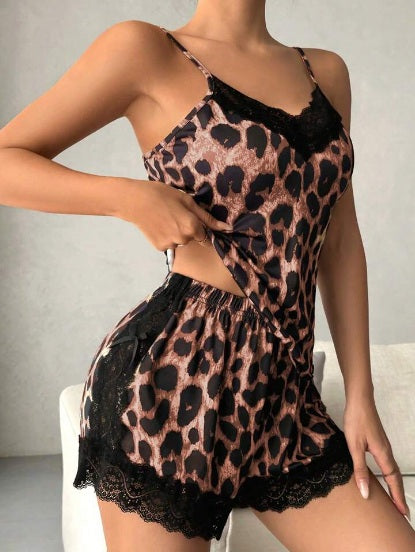 Lace Trim Leopard PJ