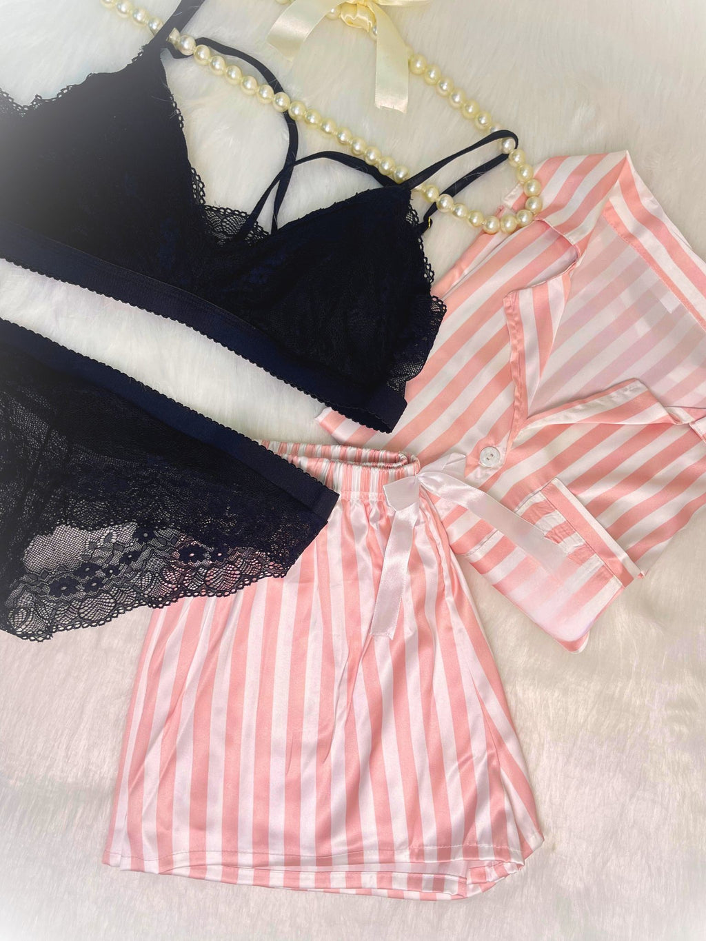 Satin Lace 4-Piece Set