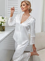 Satin Pajama with Lace & Bermuda Pants