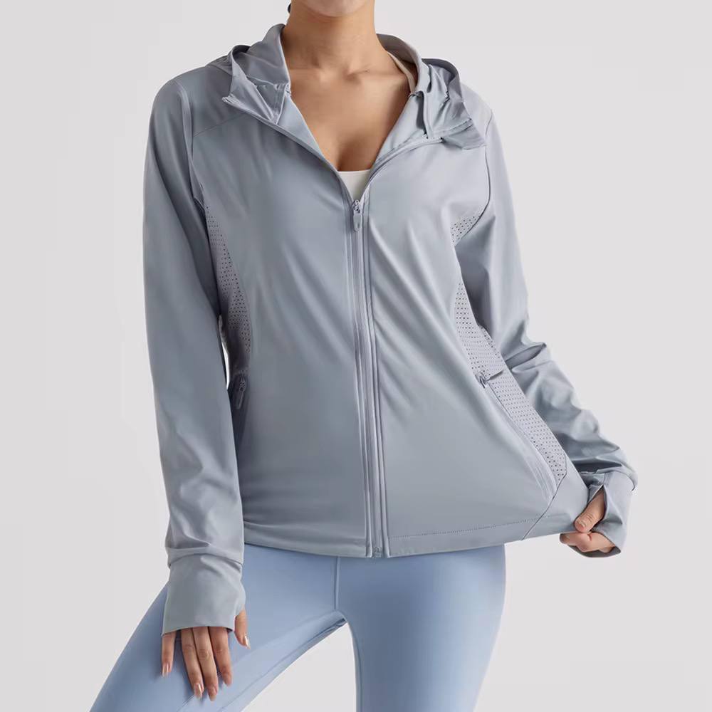 Sports Top with Sleeves, Zipper & Inner and Outer Pockets