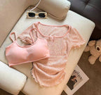 Cotton Tank Top with Knit Top