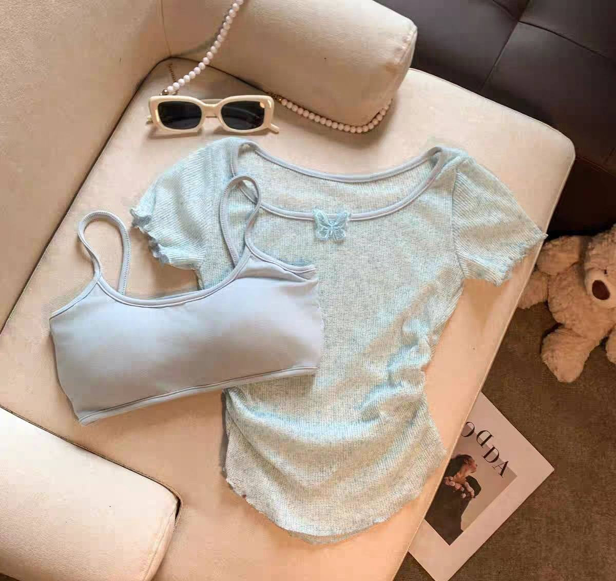 Cotton Tank Top with Knit Top