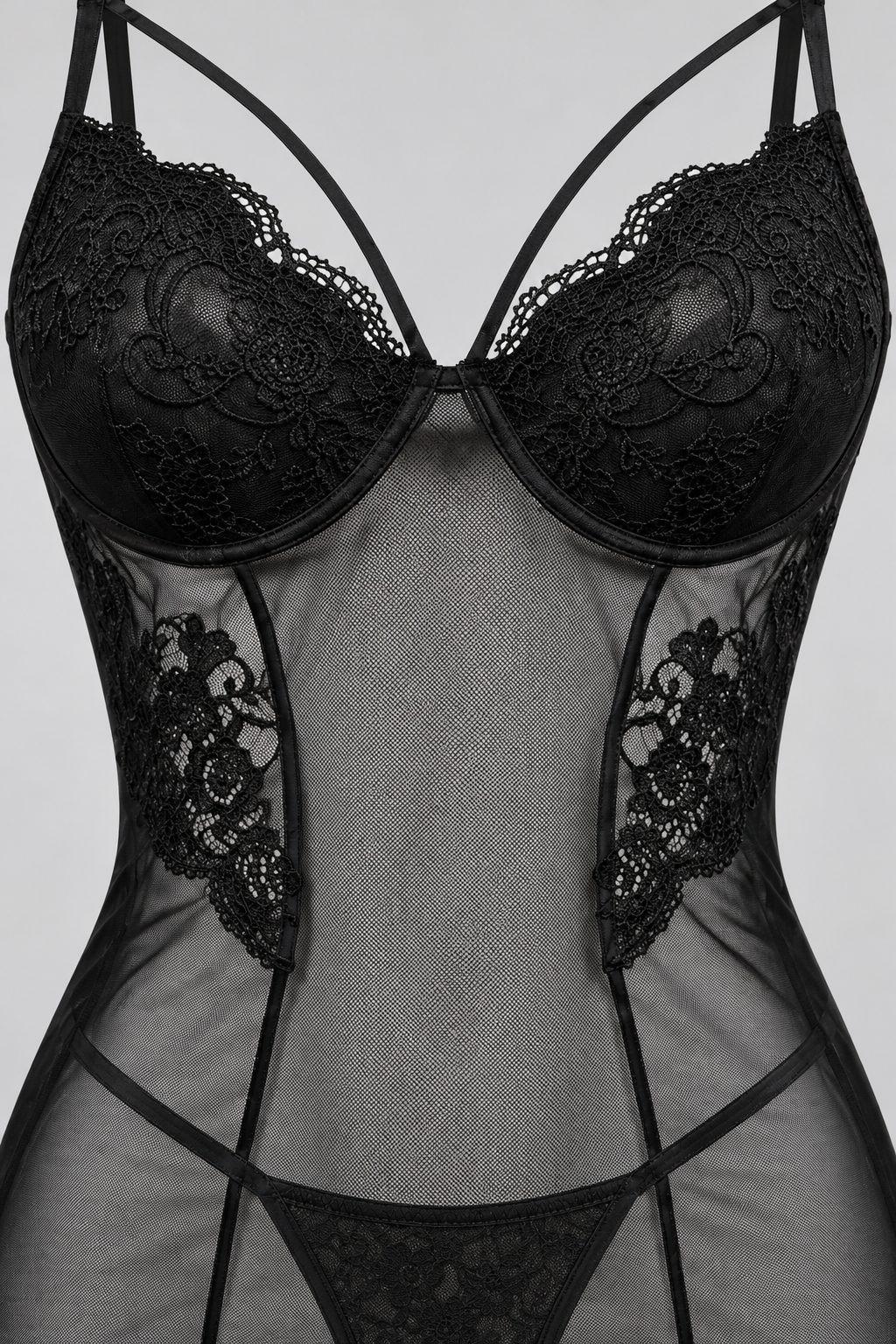 Sheer Lingerie with Open Back