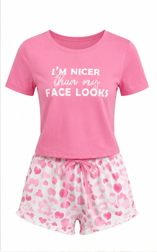 Hearts Print Pajama Set