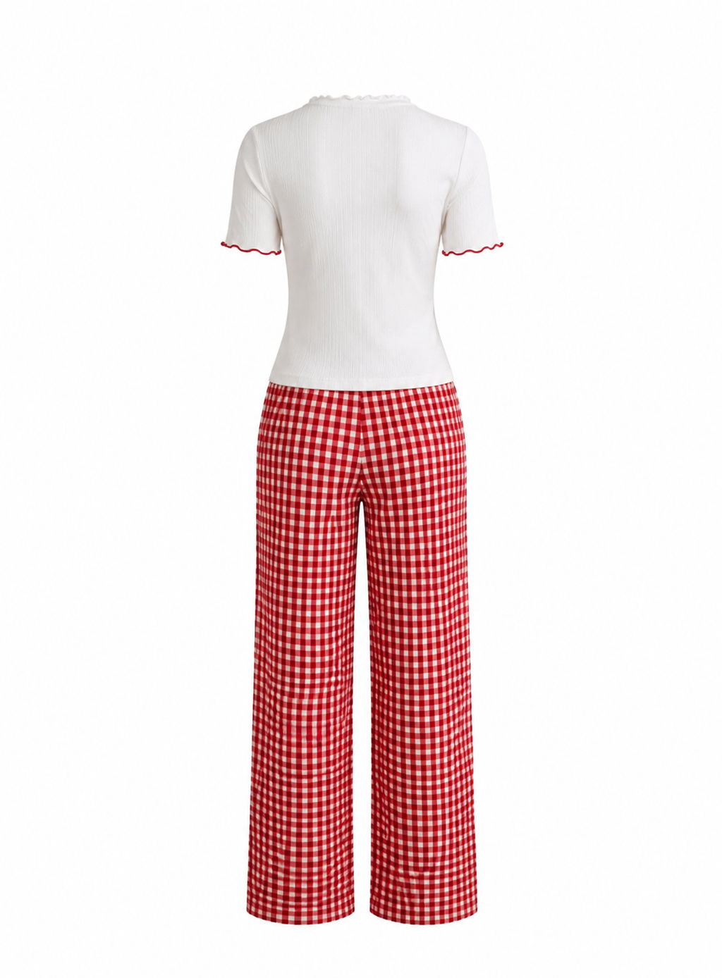 Checkered Pants Pajama with Button Top