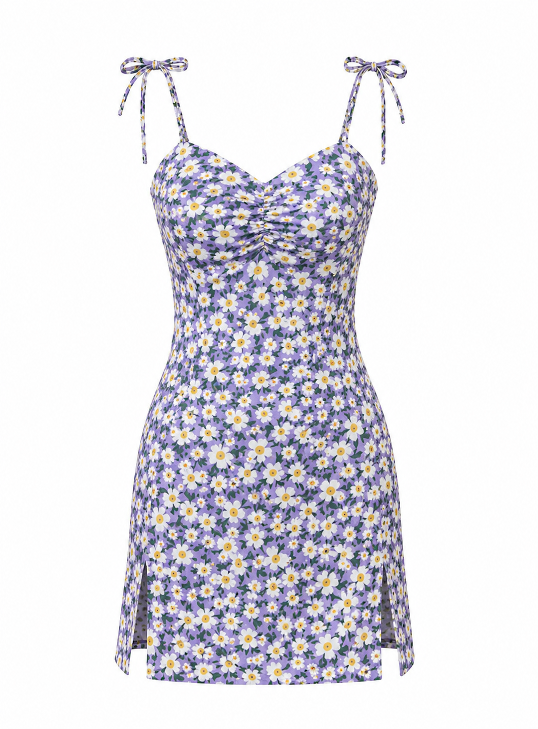Floral Dress with Tie Straps & Side Slits