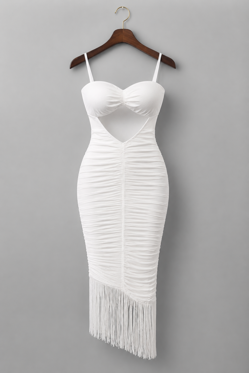 Long Dress with Slit & Ruffles