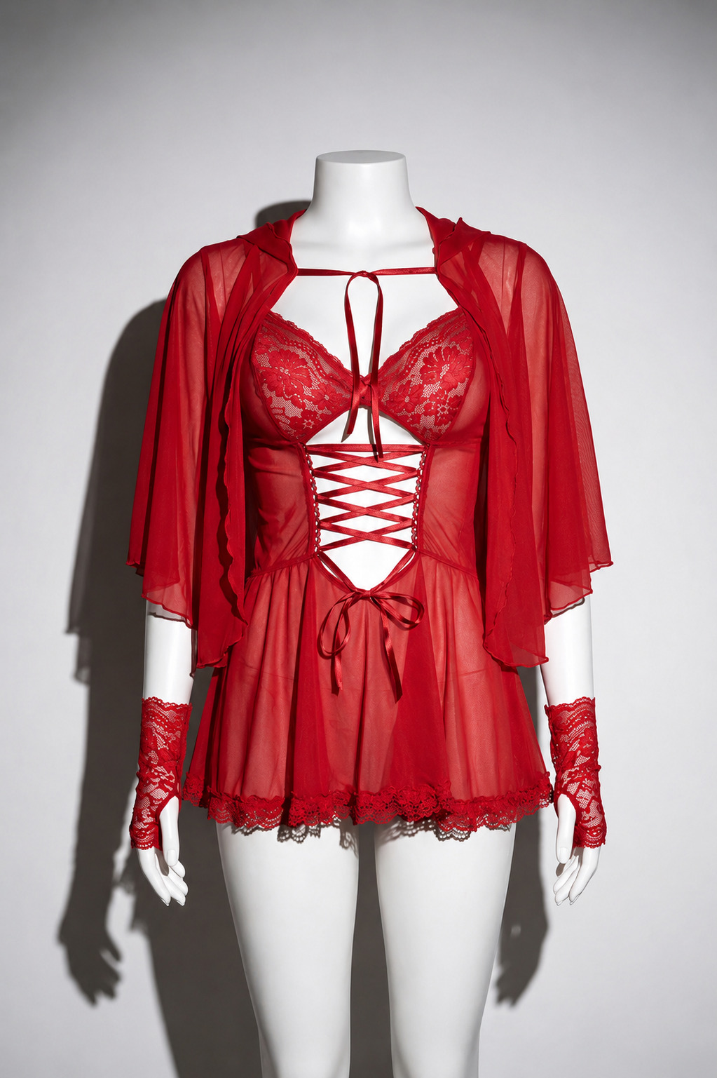 Laila BabyDoll with Sheer Shawl & Gloves