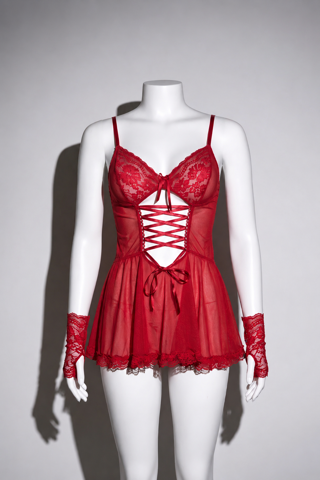 Laila BabyDoll with Sheer Shawl & Gloves