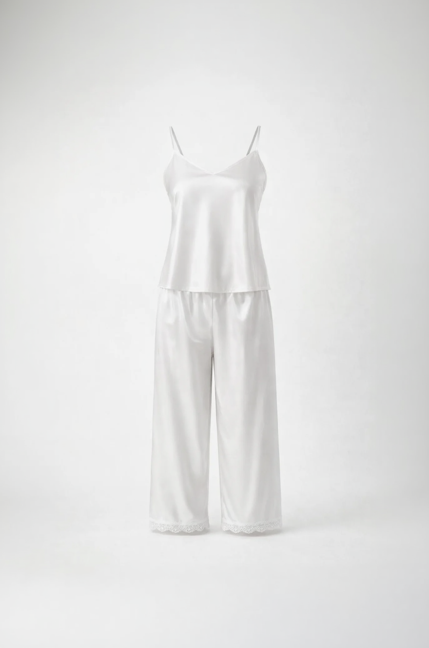 Satin Pajama Lace Back