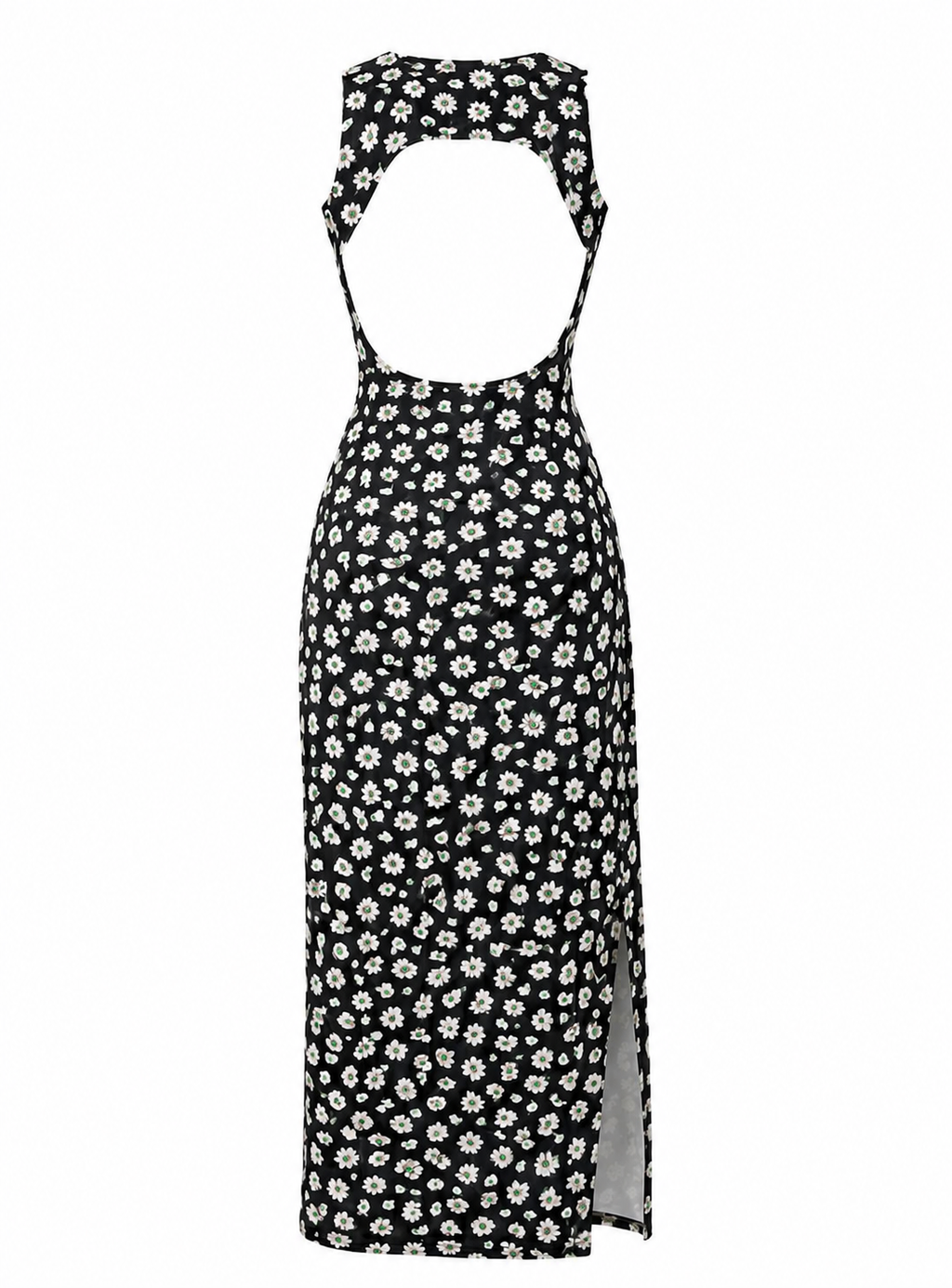 Long Floral Dress with Open Back & Side Slit