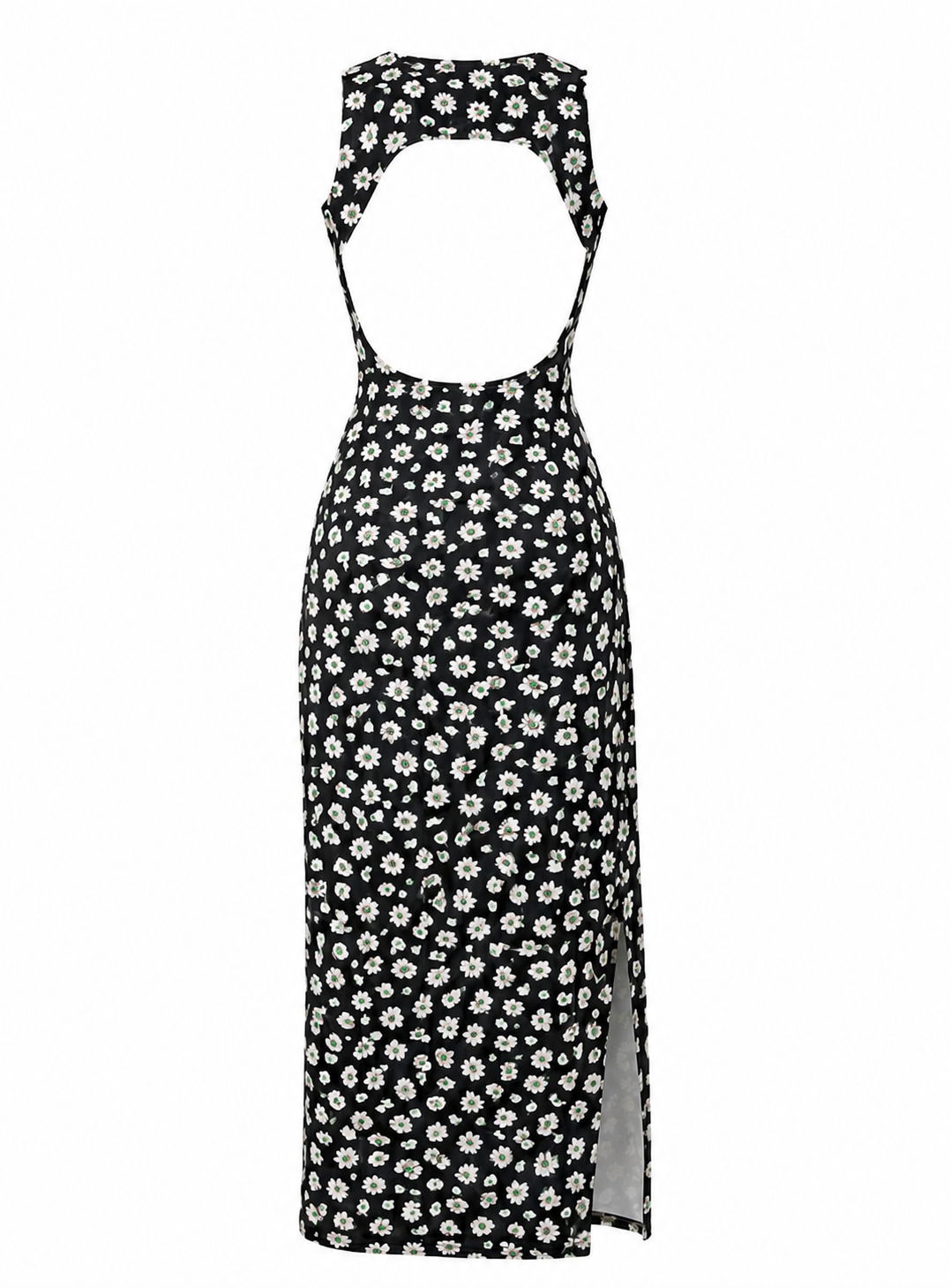 Long Floral Dress with Open Back & Side Slit