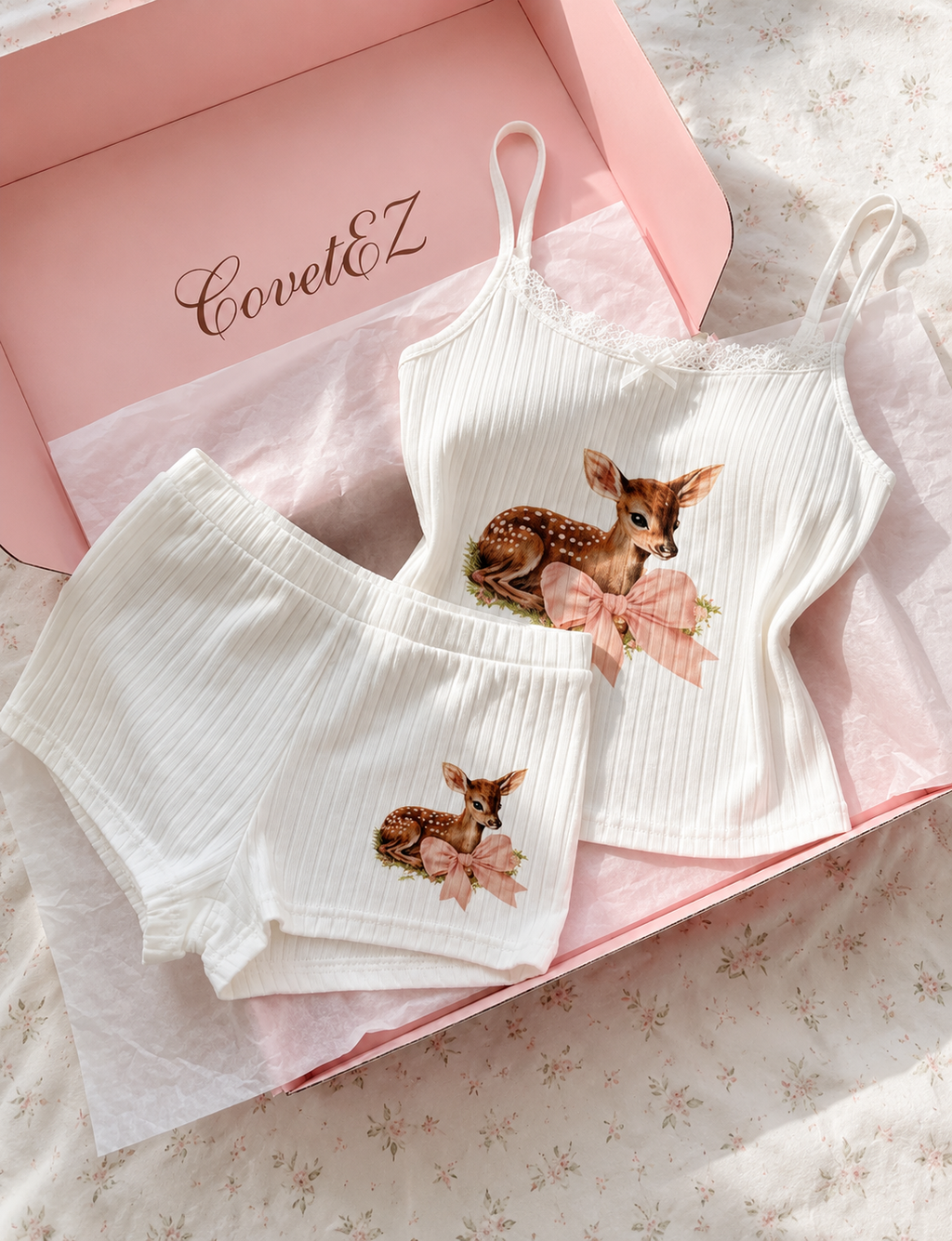 Deer Print Top & Shorts Pajama