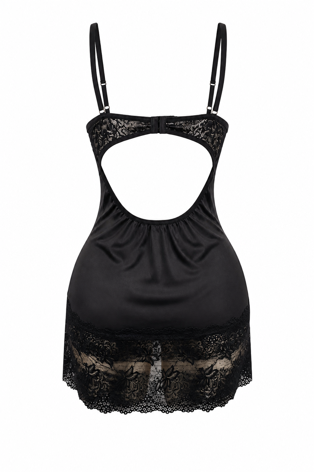 Floral Satin Lingerie with Sheer Side