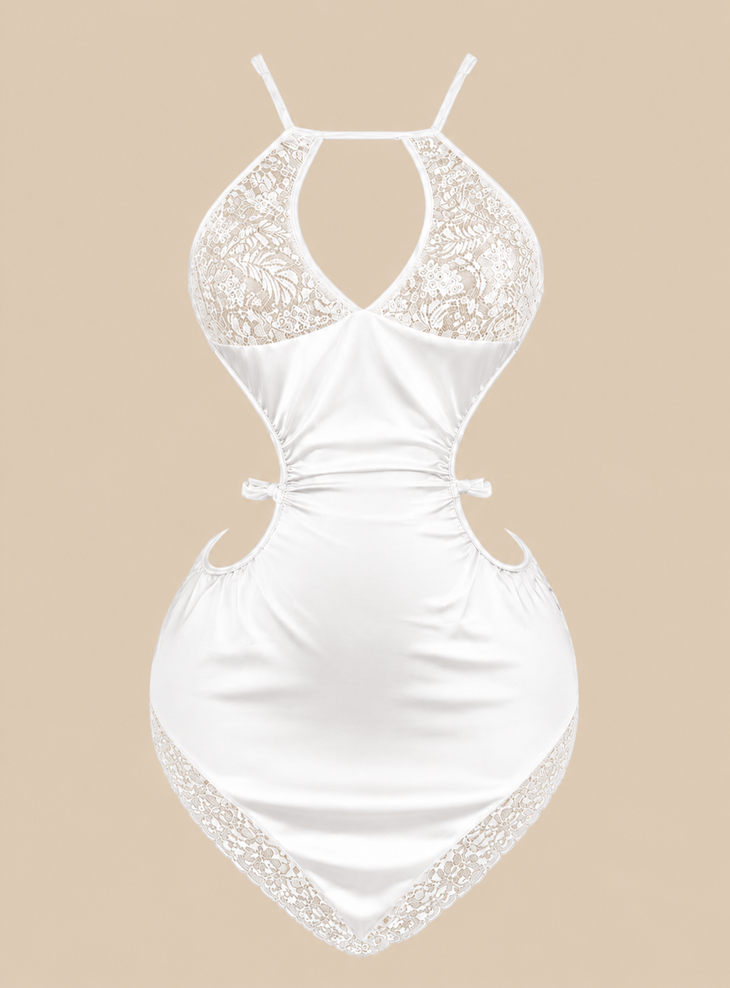 Satin Lingerie with Back Cut & Tie