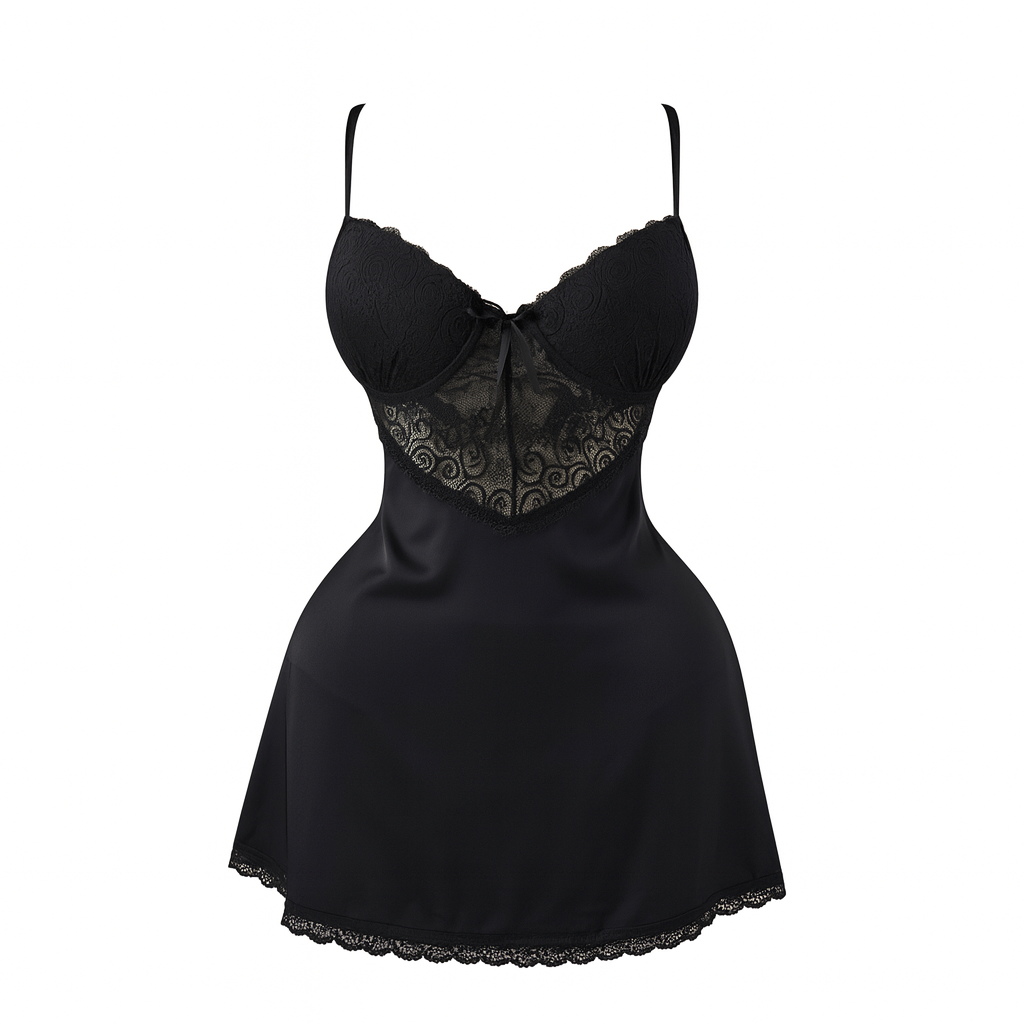 قميص نوم ستان قصير مزود ب كب