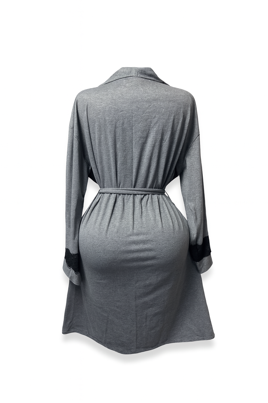 روب قصير مزود بحزام ودانتيل