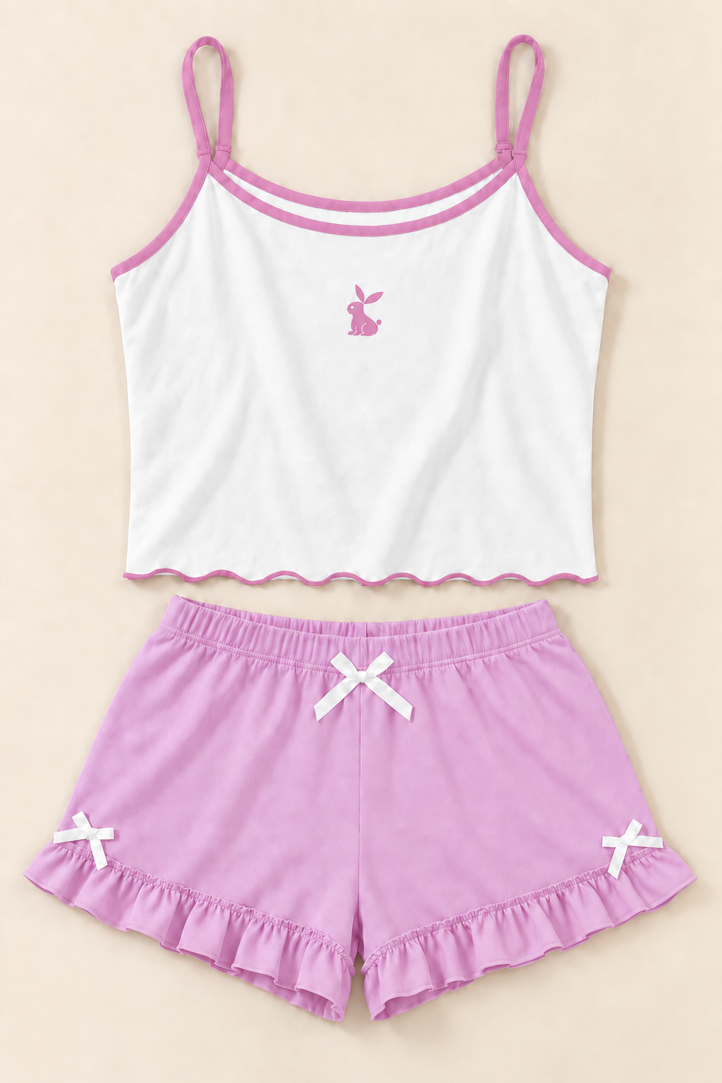 Bow-Detail Shorts & Top Pajama Set