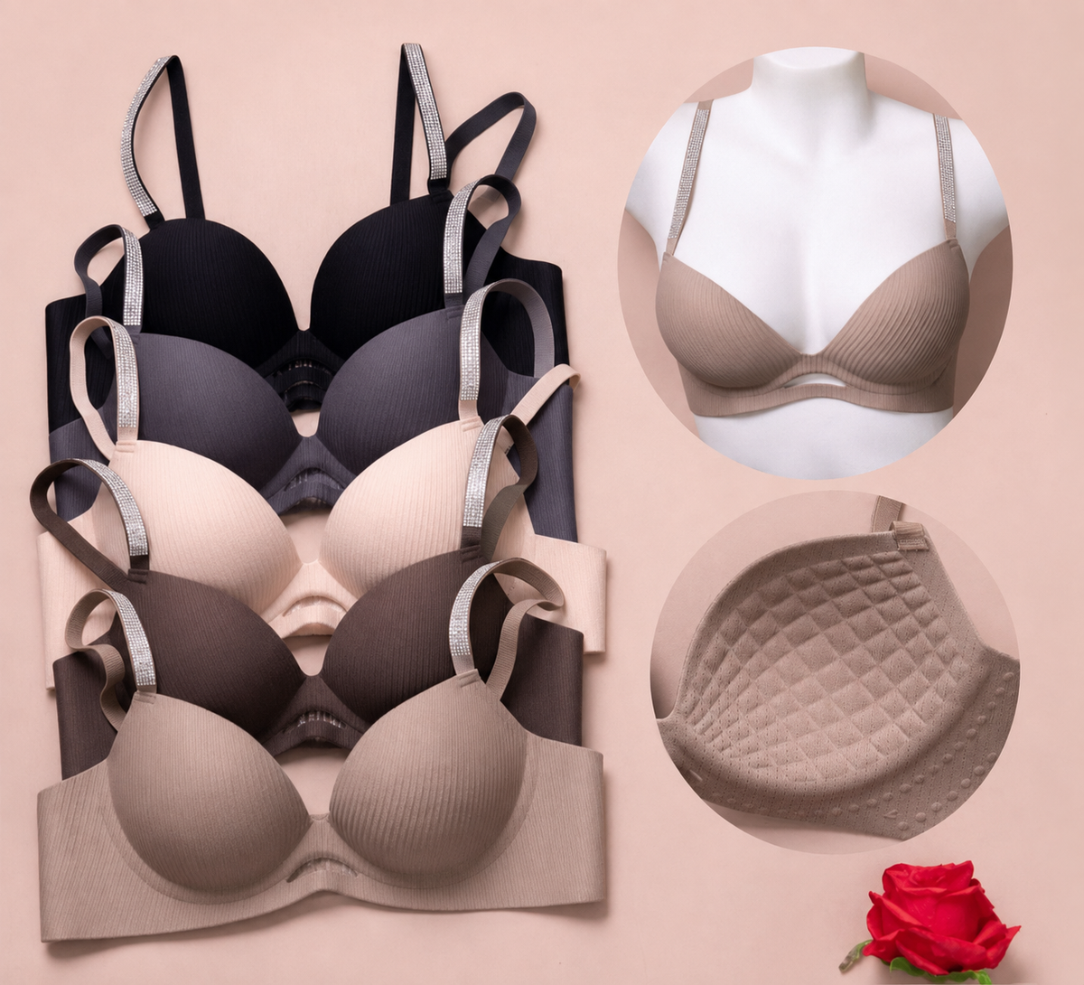 Bra with Rhinestone Straps