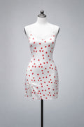 Heart Print Satin Lingerie with Lace & Back Tie